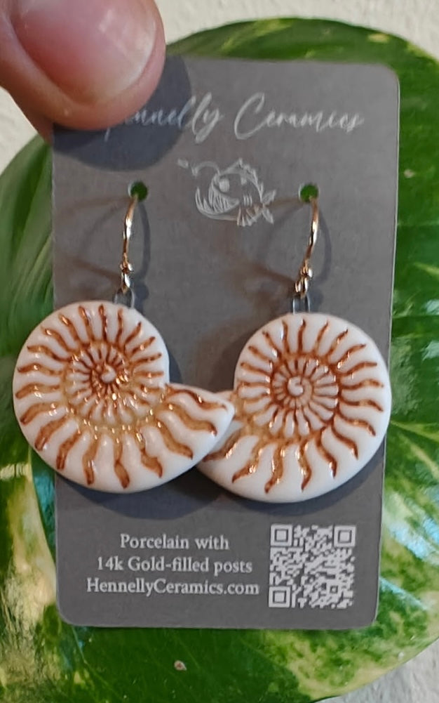 Porcelain nautilus earrings
