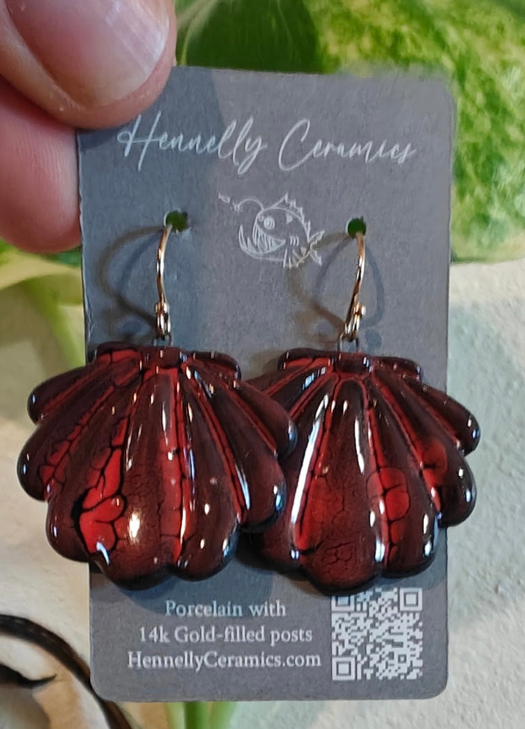 Pele- black porcelain lava earrings