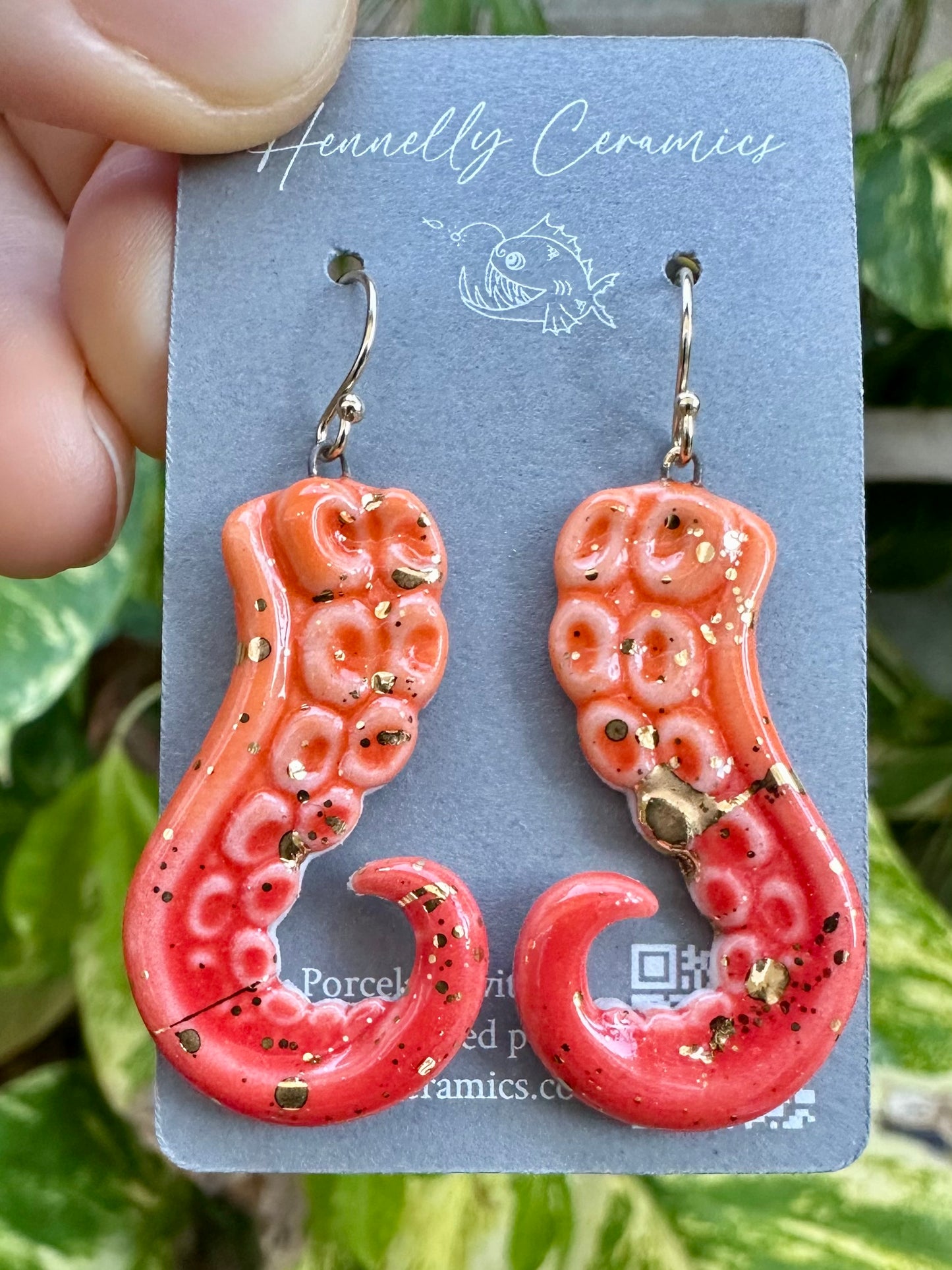 Porcelain octopus earrings