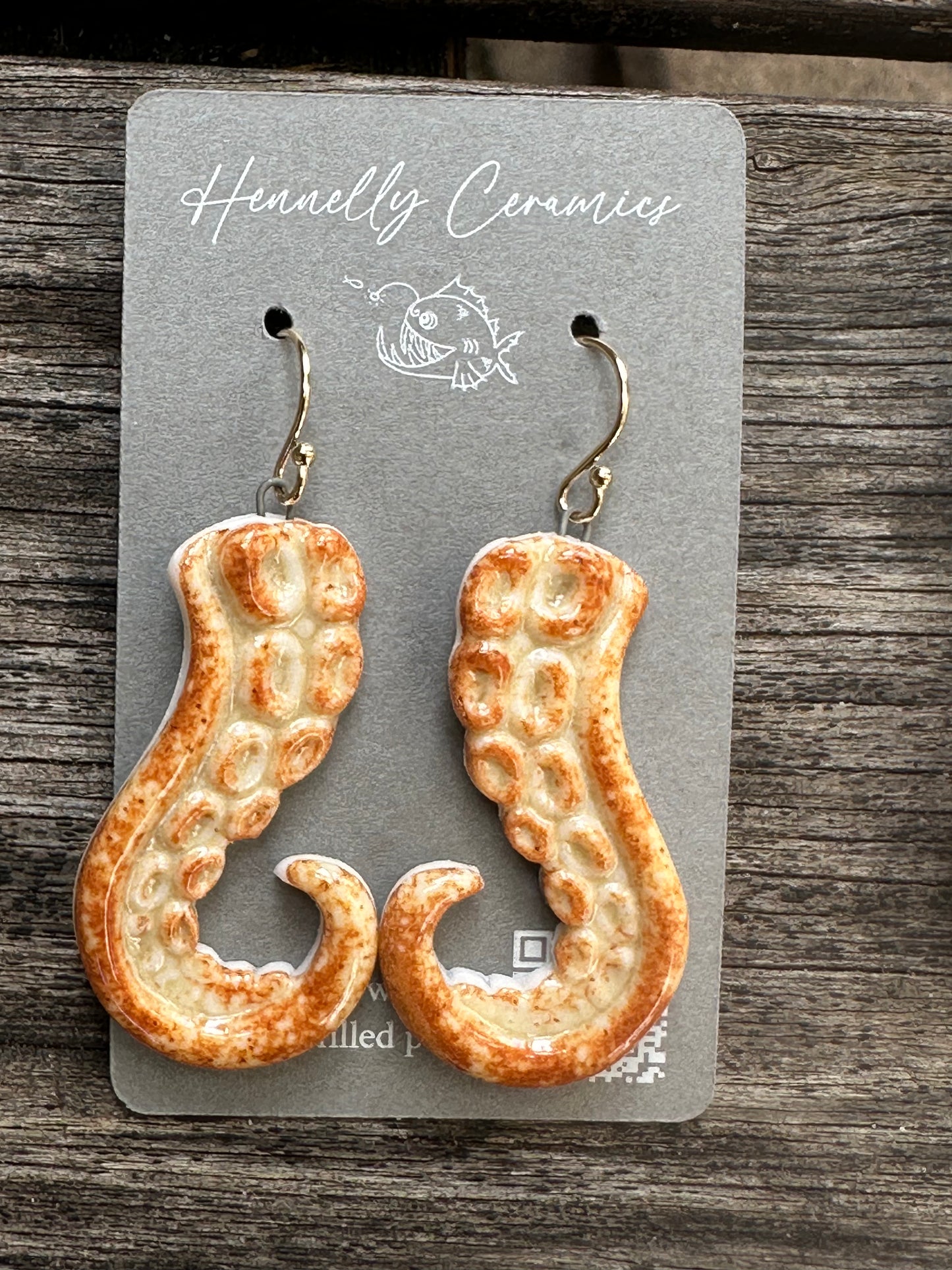 Porcelain Earrings: octopus tentacles