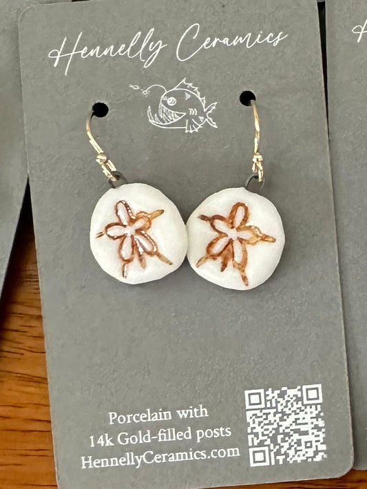 Porcelain sand dollar earrings