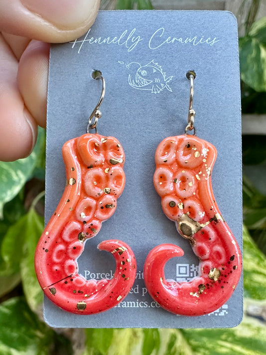 Porcelain octopus earrings