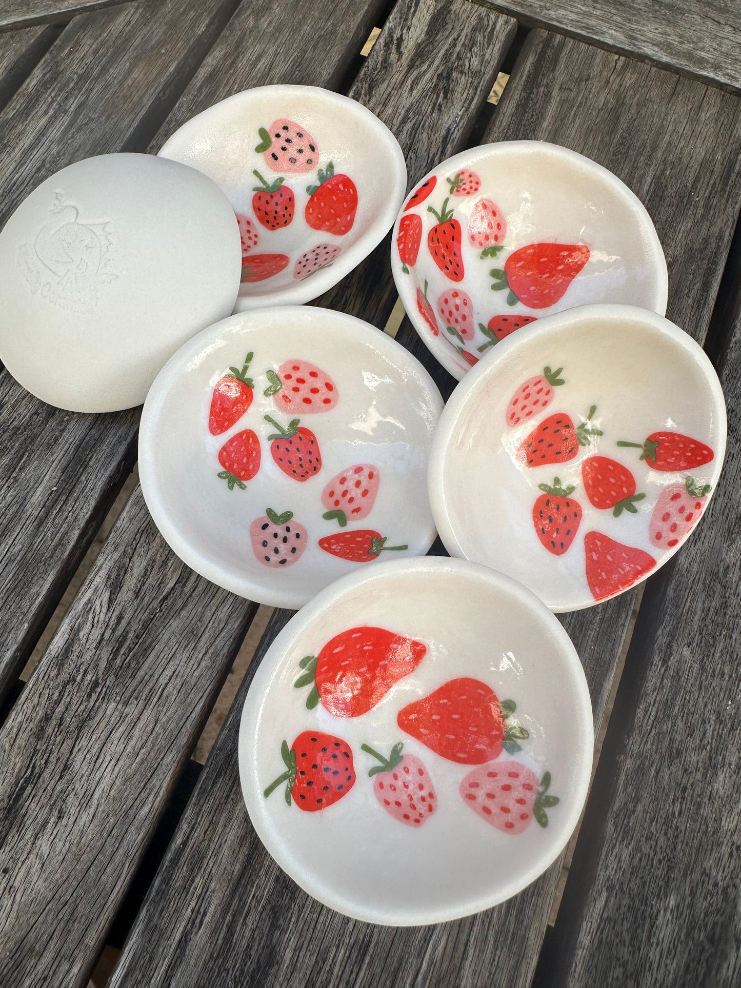 Strawberry porcelain bowls