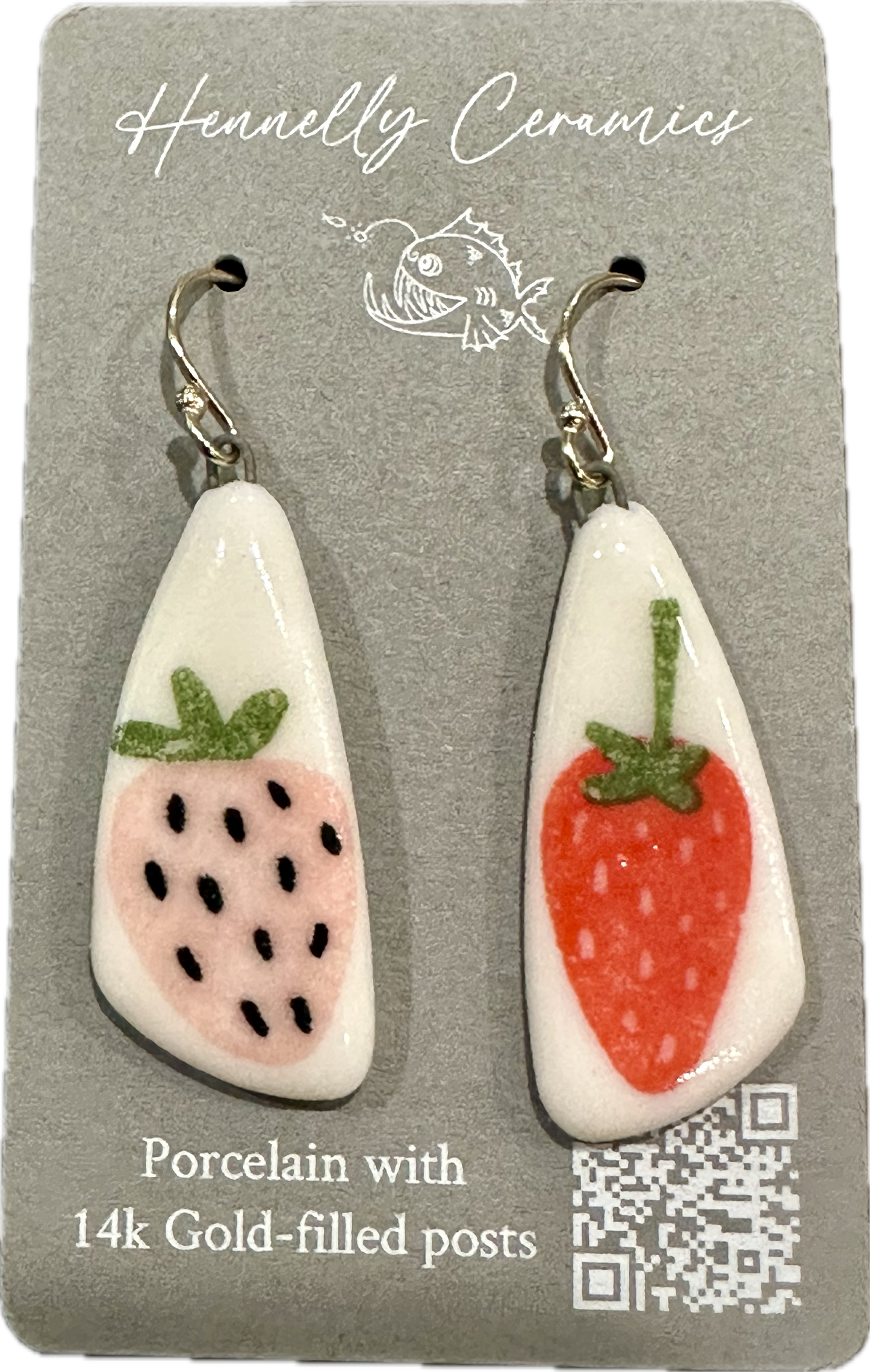 Porcelain Earrings: strawberries