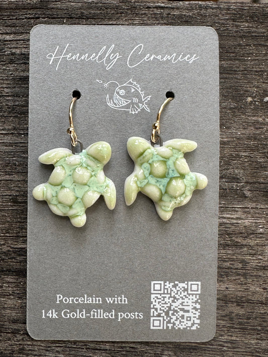 Porcelain Earrings: turtles (honu)