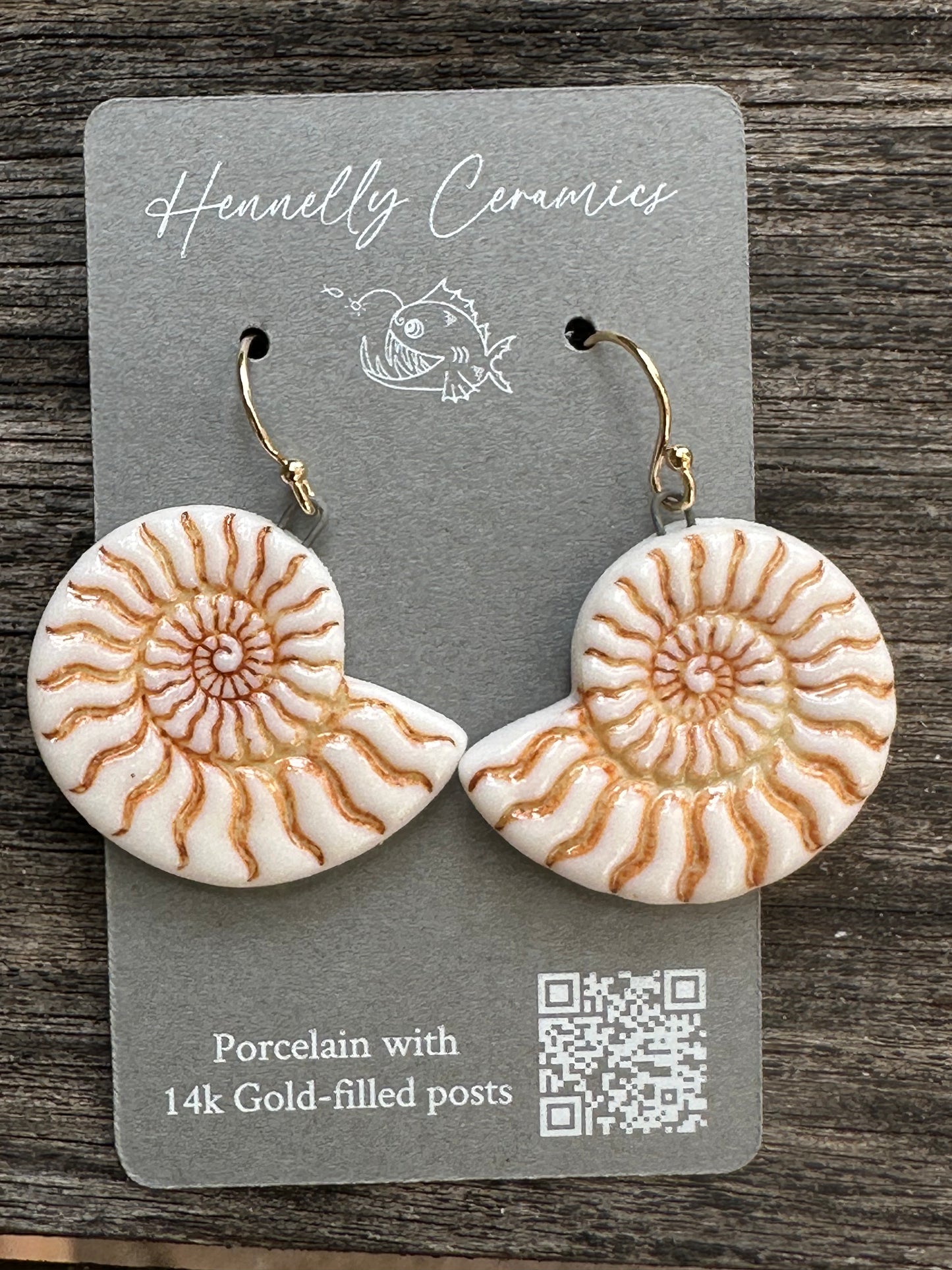 Porcelain Earrings: nautilus