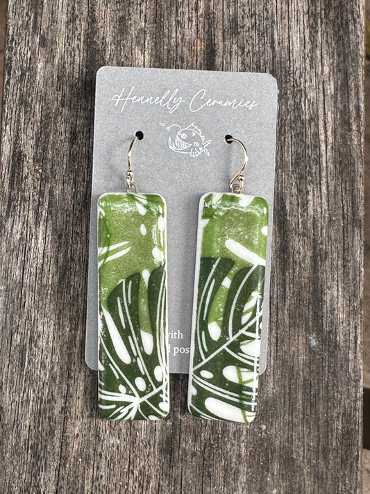 Porcelain Earrings: Large Monstera Dangles