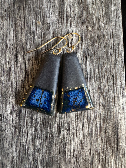 Black Porcelain Earrings: night sky dangles