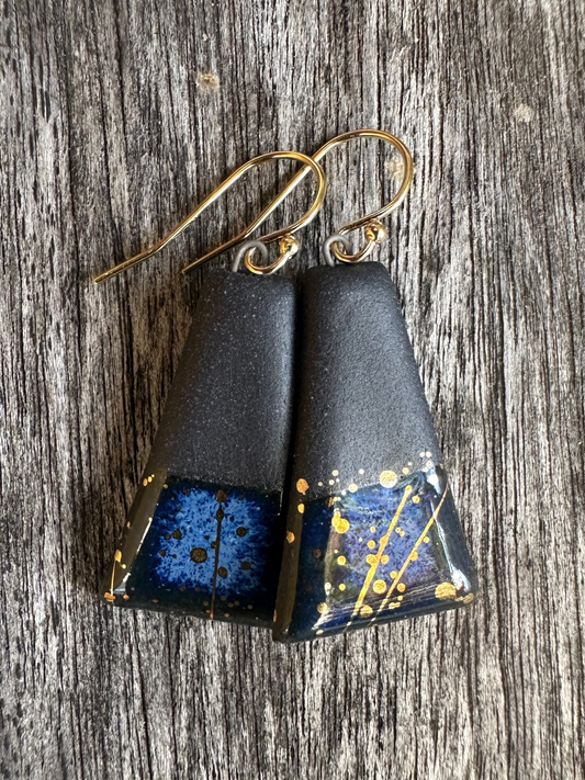 Black Porcelain Earrings: night sky dangles