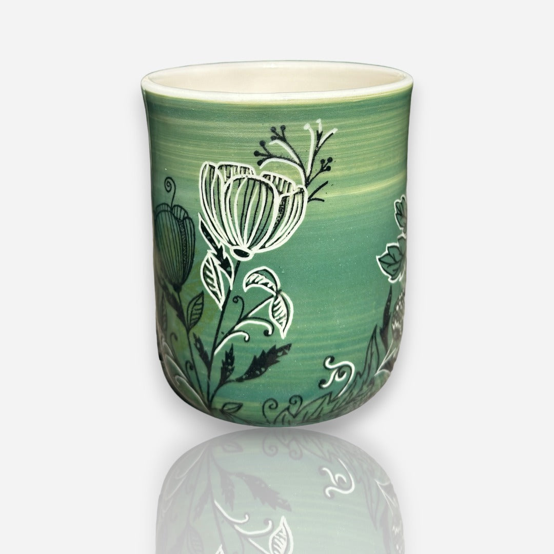 Porcelain Tumbler: Plant Vibes - Green Gradient Glossy