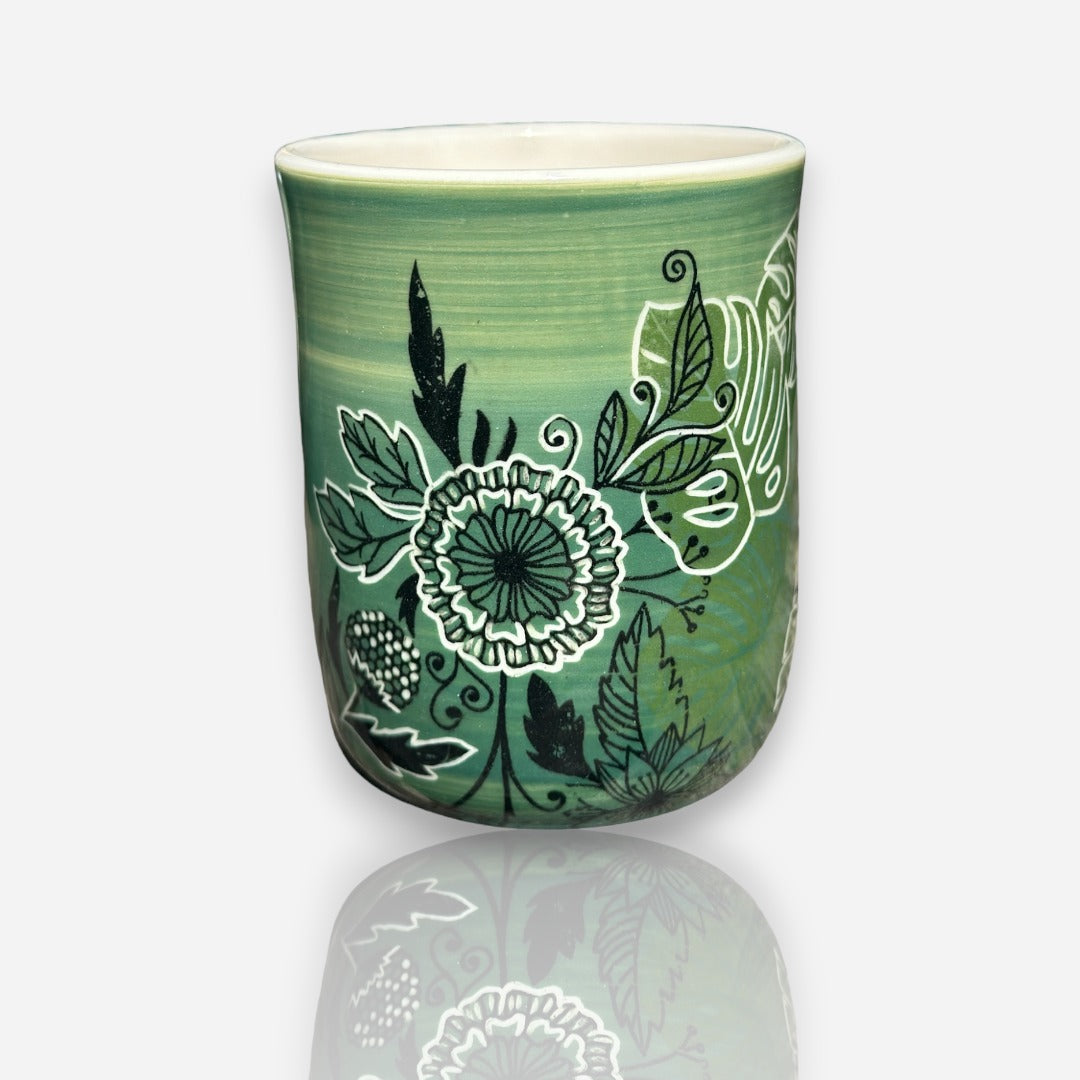 Porcelain Tumbler: Plant Vibes - Green Gradient Glossy