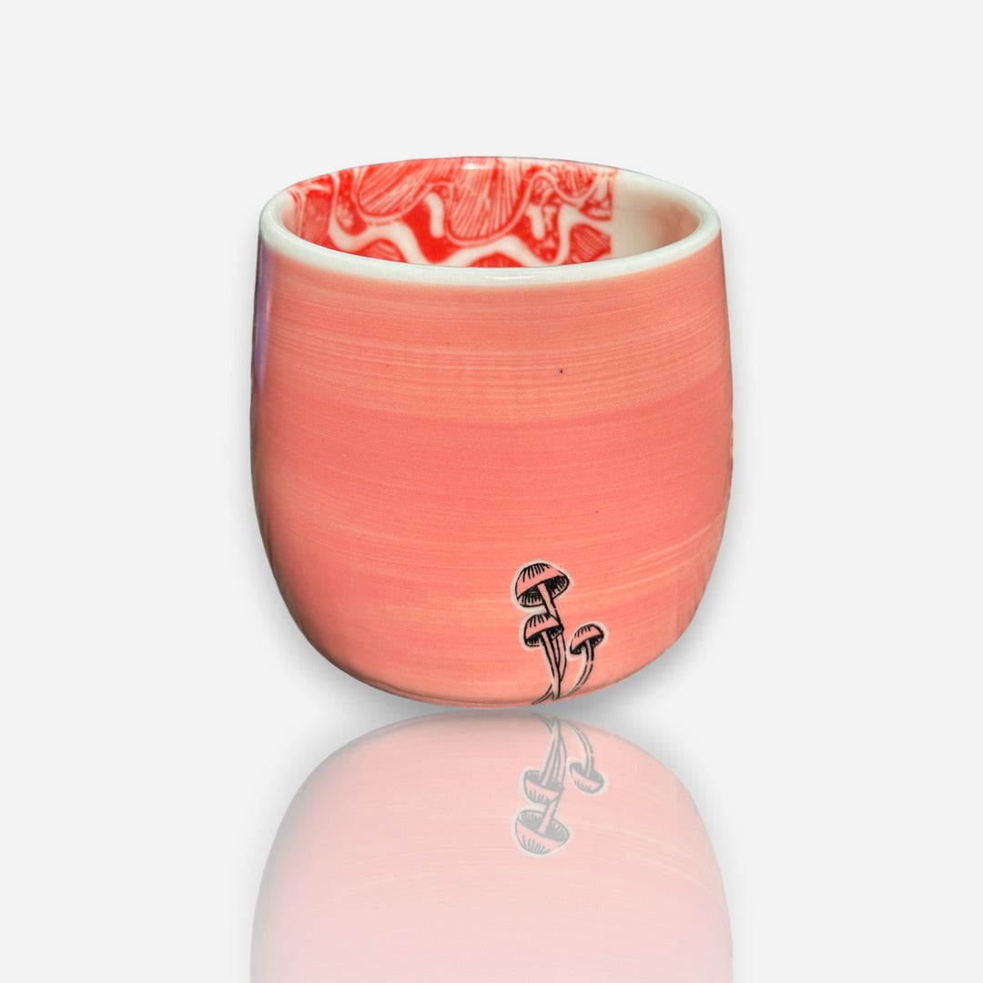 Porcelain Tumbler: Psychedelic Patterns - Coral and Red Glossy