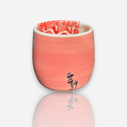 Porcelain Tumbler: Psychedelic Patterns - Coral and Red Glossy