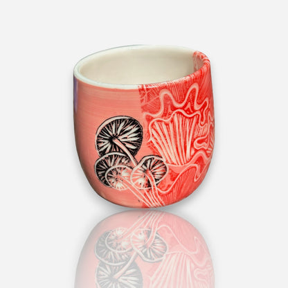 Porcelain Tumbler: Psychedelic Patterns - Coral and Red Glossy