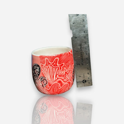 Porcelain Tumbler: Psychedelic Patterns - Coral and Red Glossy