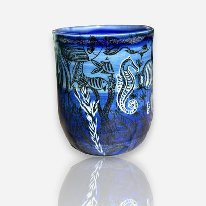 Porcelain Tumbler: Sea Life Blue Glossy