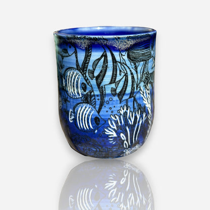 Porcelain Tumbler: Sea Life Blue Glossy