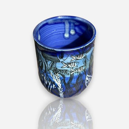 Porcelain Tumbler: Sea Life Blue Glossy