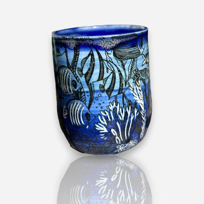 Porcelain Tumbler: Sea Life Blue Glossy