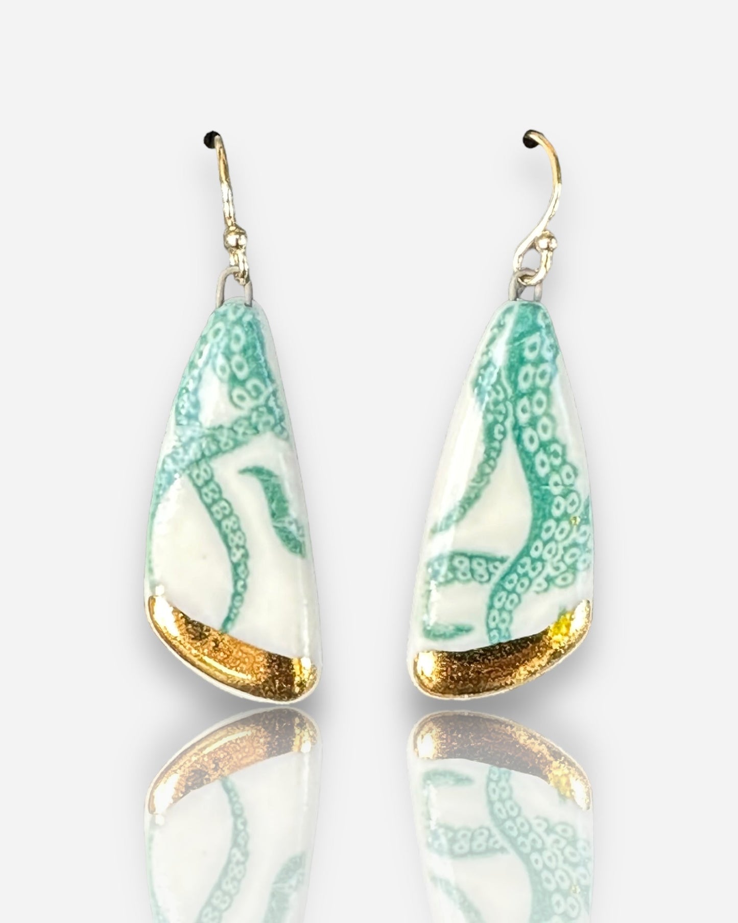 Porcelain Earrings: octopus with gold